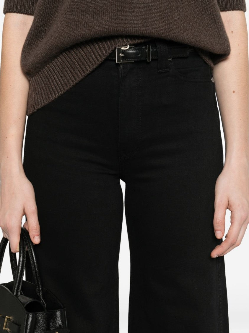 Khaite High-Waisted Black Jeans With Wide Leg Design