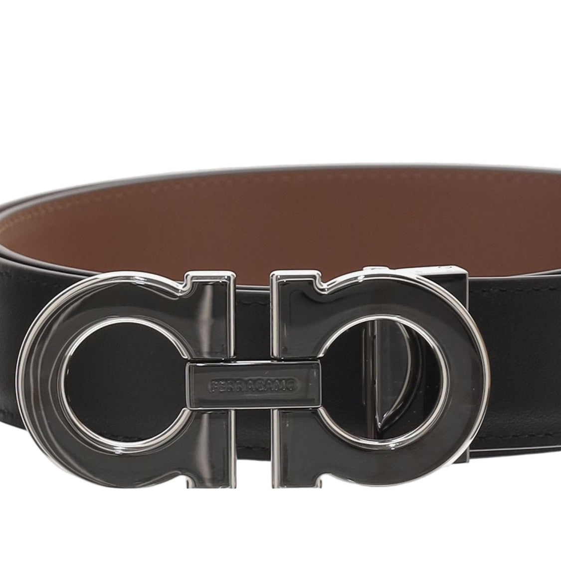 Salvatore Ferragamo Black Double Hook Reversible Leather Belt
