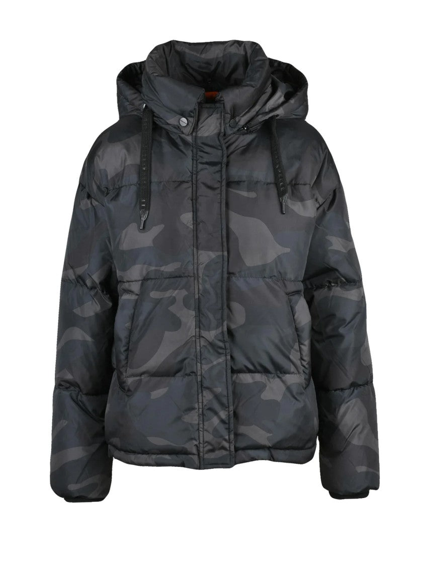 Rino & Pelle Black/Green Camouflage Quilted Polyester Down Jacket