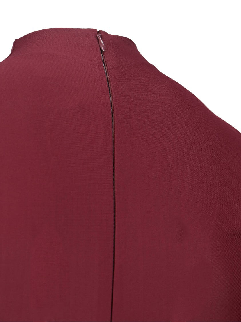 Alaïa Bordeaux Draped High Neck Maxi Dress