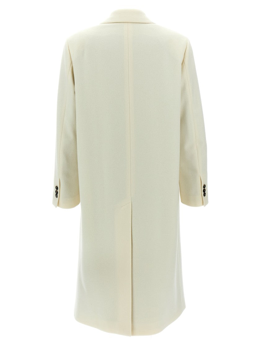 Alberto Biani Double-Breasted Wool Coat With Peak Lapels