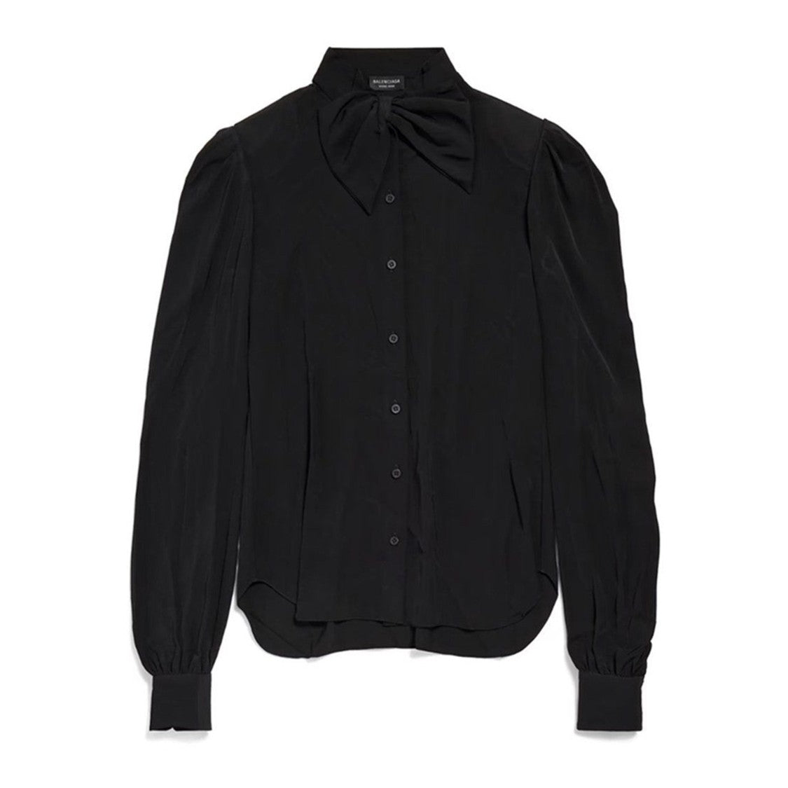 Balenciaga Black Bow Blouse With Elegant Collar Detail