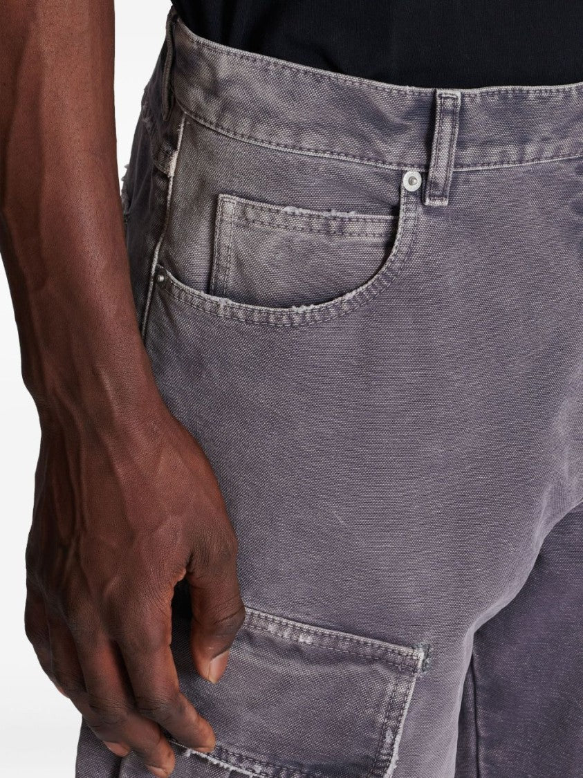 Balmain Grey Cargo Pocket Belt Loop Trousers