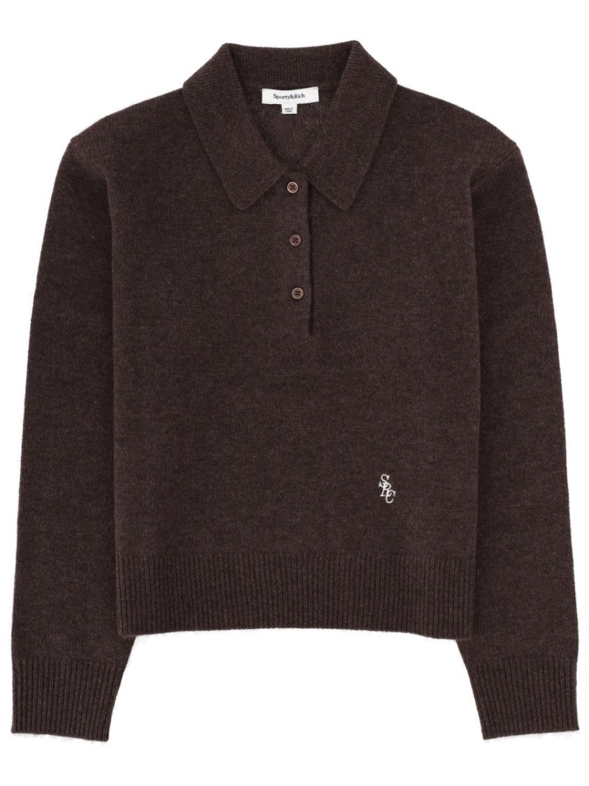 Sporty And Rich Cashmere-Blend Cropped Polo Shirt