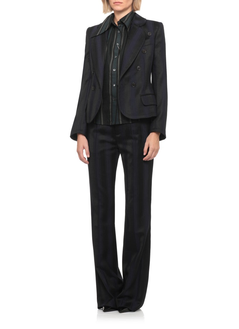 Vivienne Westwood Blue Ray Striped Tailored Wide-Leg Wool Pants