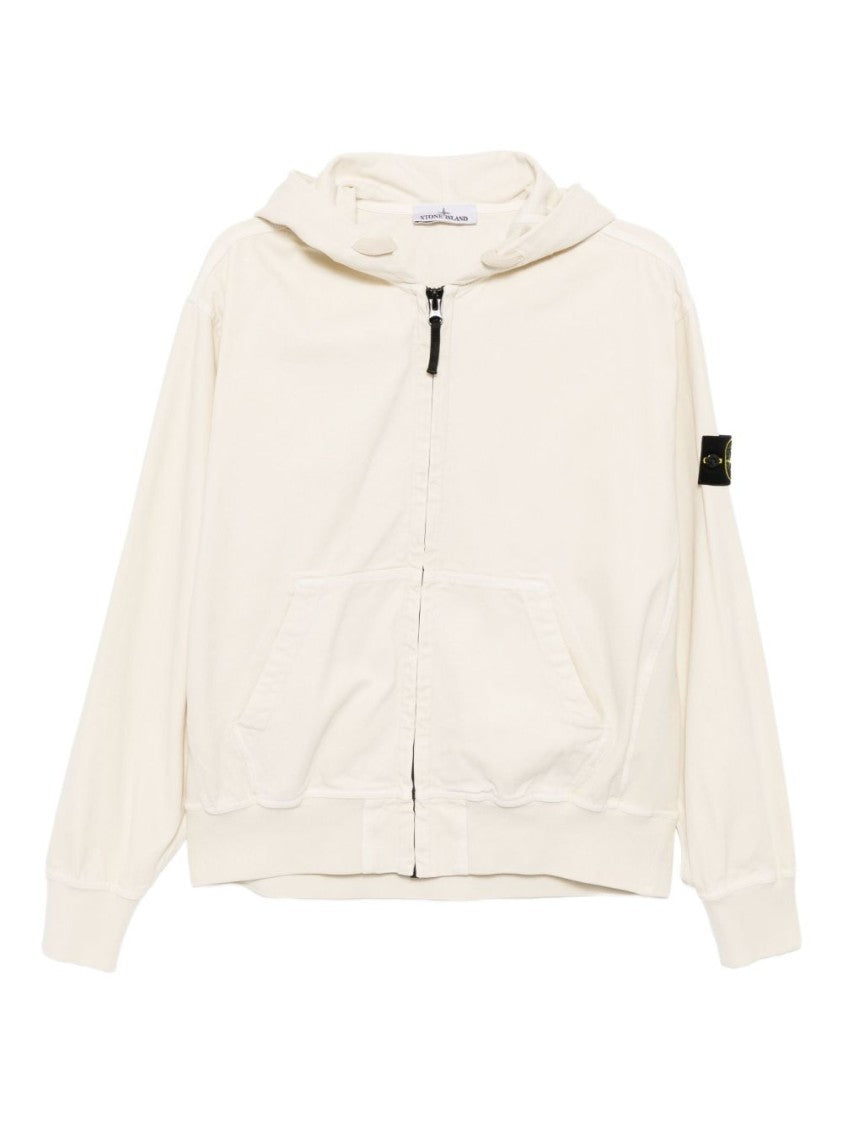 Stone Island Organic Cotton Zip-Up Hoodie With Logo Badge