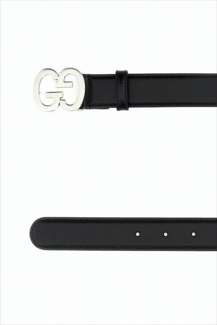 Gucci Polished Black Leather Belt With Double G Buckle