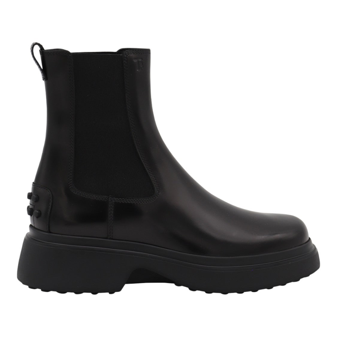 Tod's Chunky Sole Black Leather Slip-On Boots