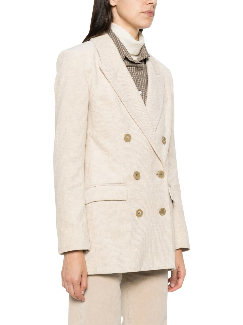 Isabel Marant Étoile Double-Breasted Blazer With Textured Fabric And Padded Shoulders