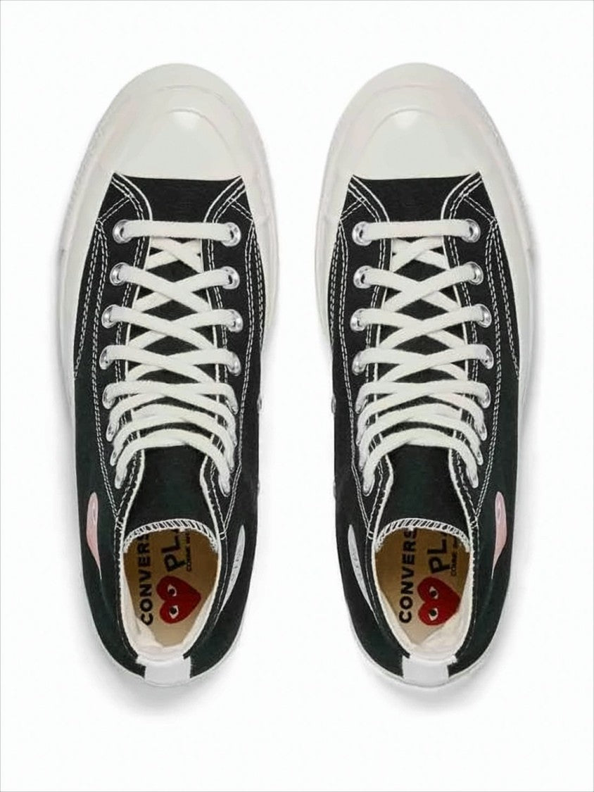 Comme Des Garçons High-Top Sneakers With Classic Canvas Upper And Iconic Heart Detail