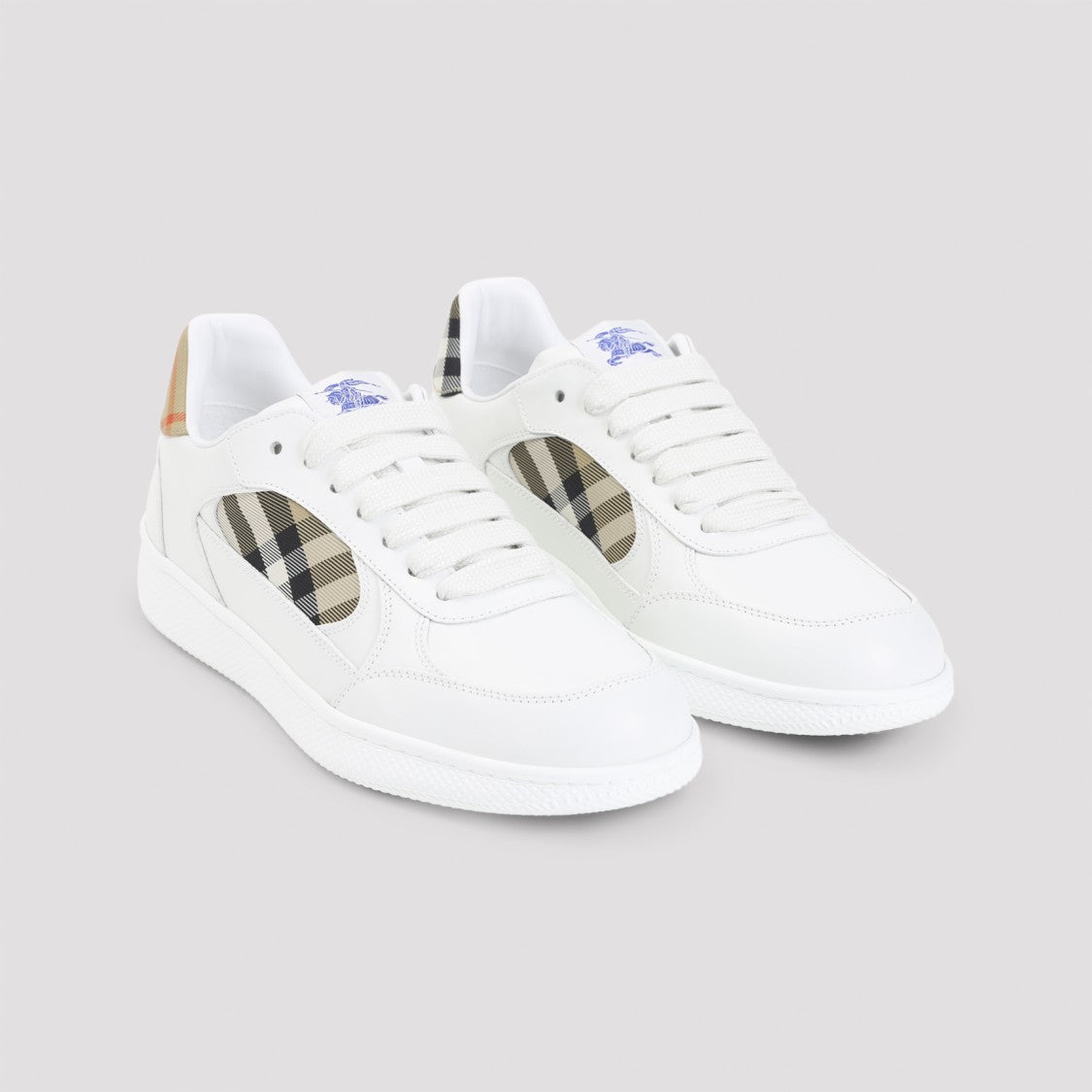 Burberry Calf Leather Sneakers With Classic Check Panels