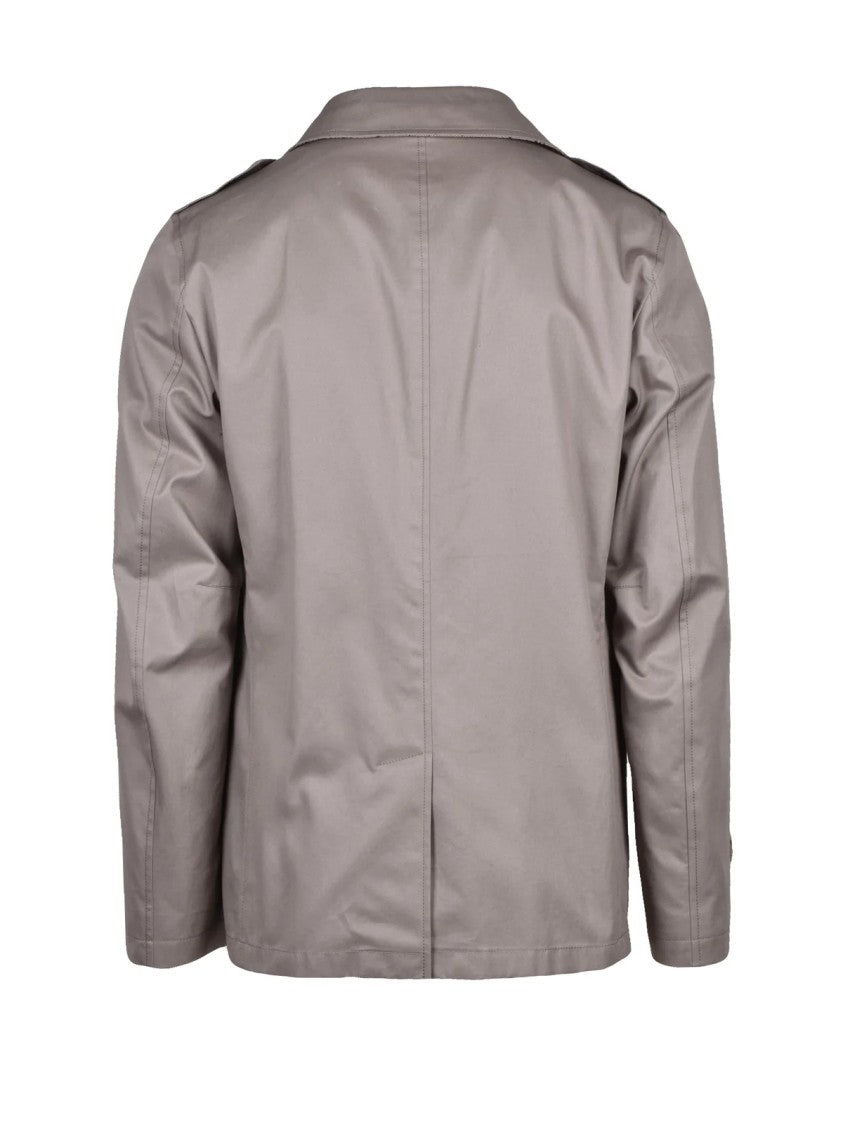 Herno Grey Cotton Canvas Overcoat