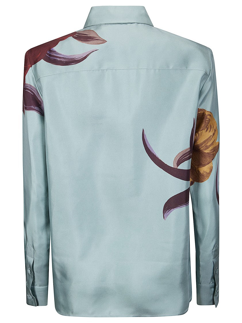 La Double J Silk Floral Print Shirt With Chest Pocket