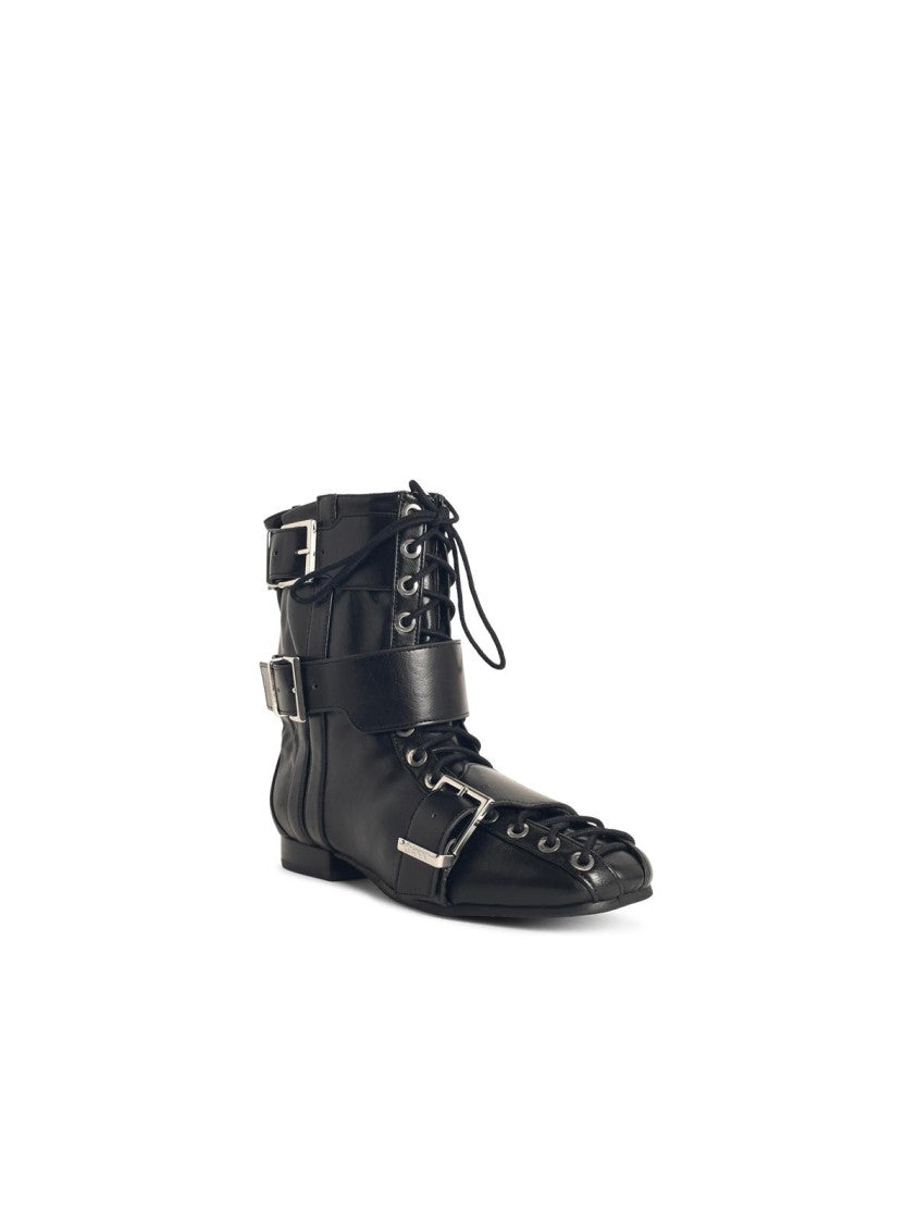 Ganni Black Synthetic Boots With Front Fastening