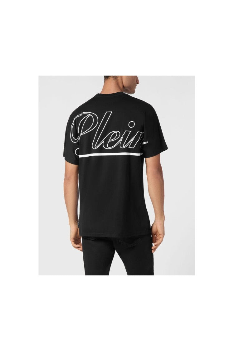 Philipp Plein Black Classic Cotton Signature Logo T-Shirt