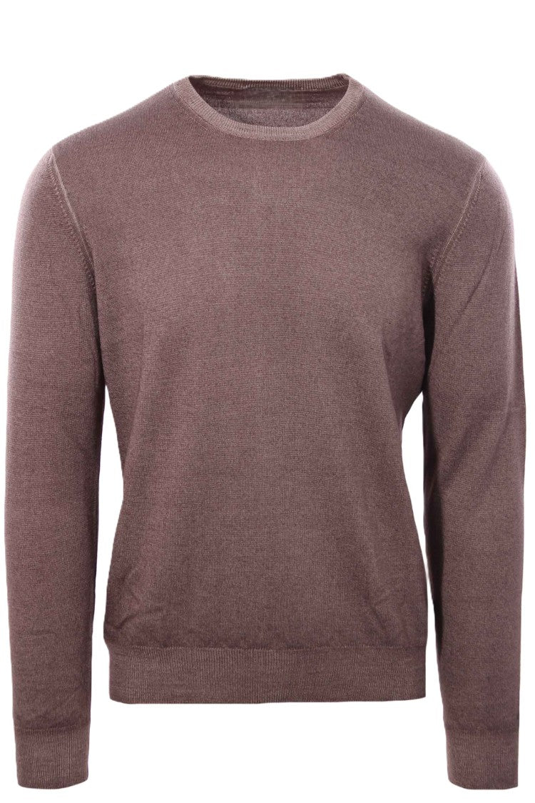 Paolo Fiorillo Capri Washed Brown Long Sleeve Paricollo Sweater