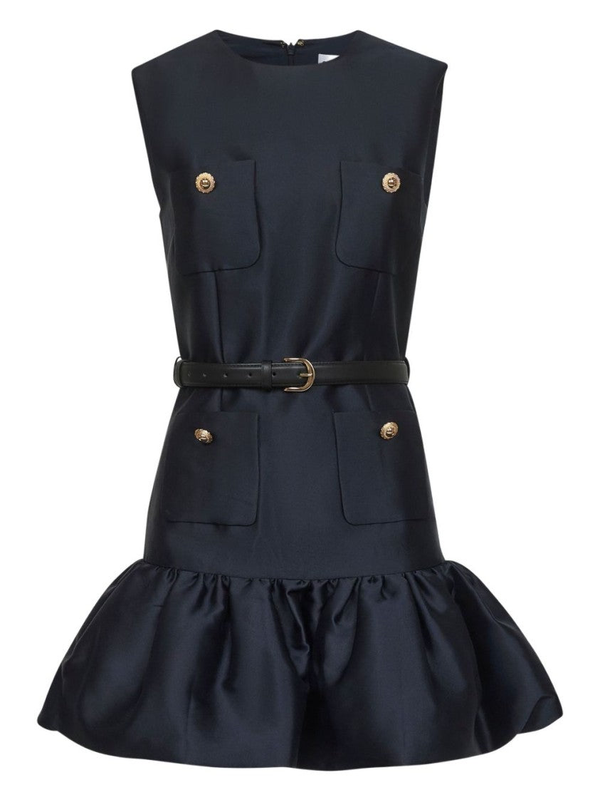 Self-Portrait Sleeveless Blue Mini Dress With Ruffled Hem