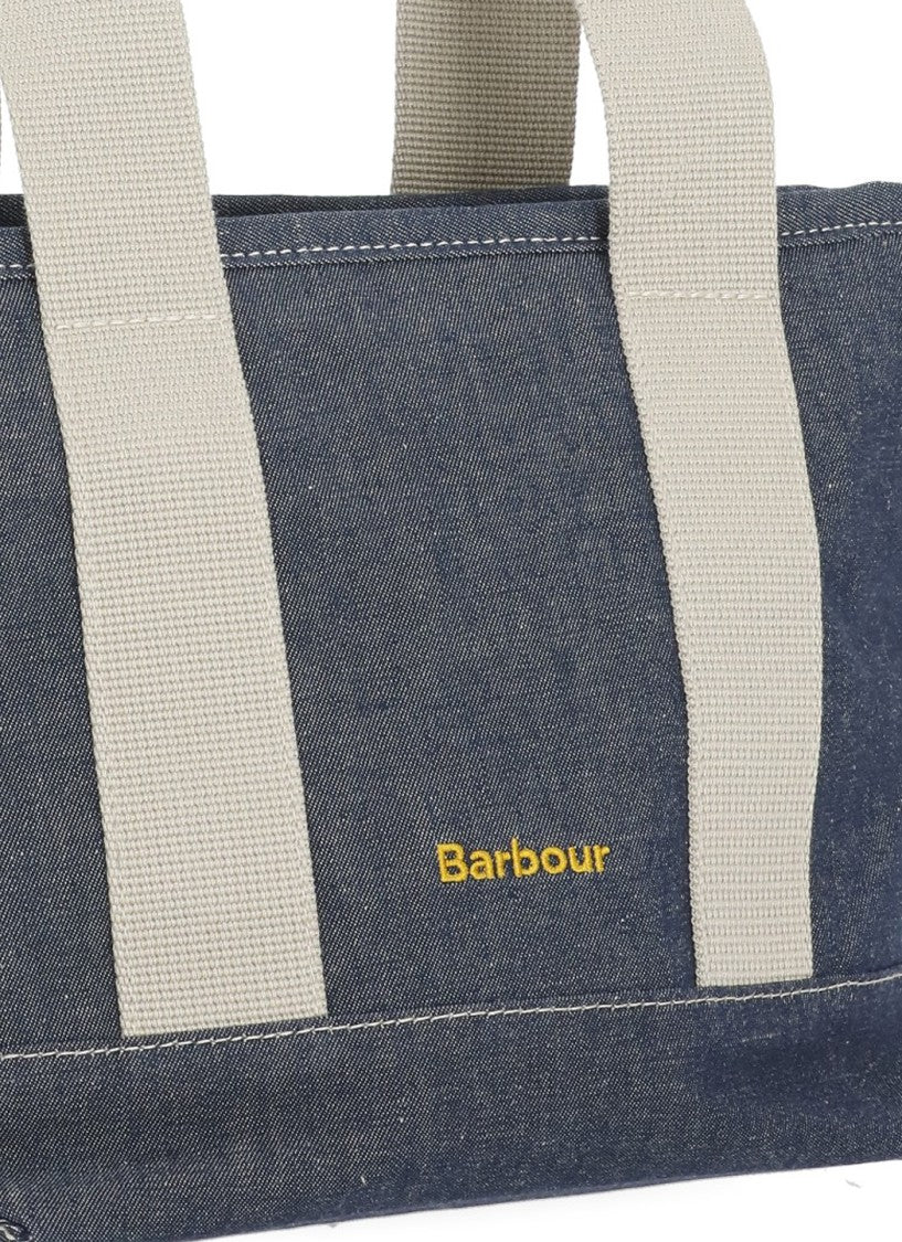 Barbour Mini Mya Denim Tote Bag With Embroidered Logo