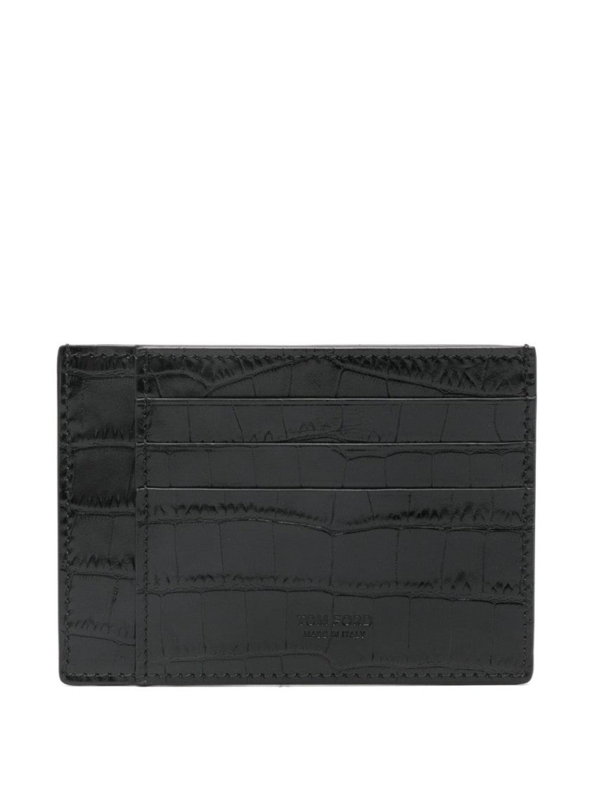 Tom Ford Crocodile-Print Calf Leather Card Holder