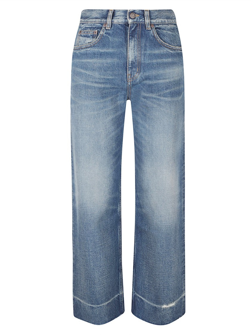 Chloé Indigo Cotton Fringed Flared Jeans
