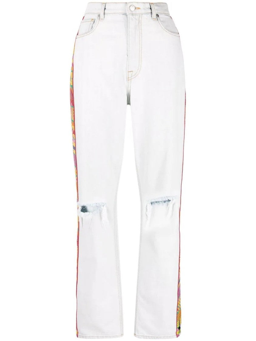 Etro Straight-Leg Jeans With Colorful Fabric Accents