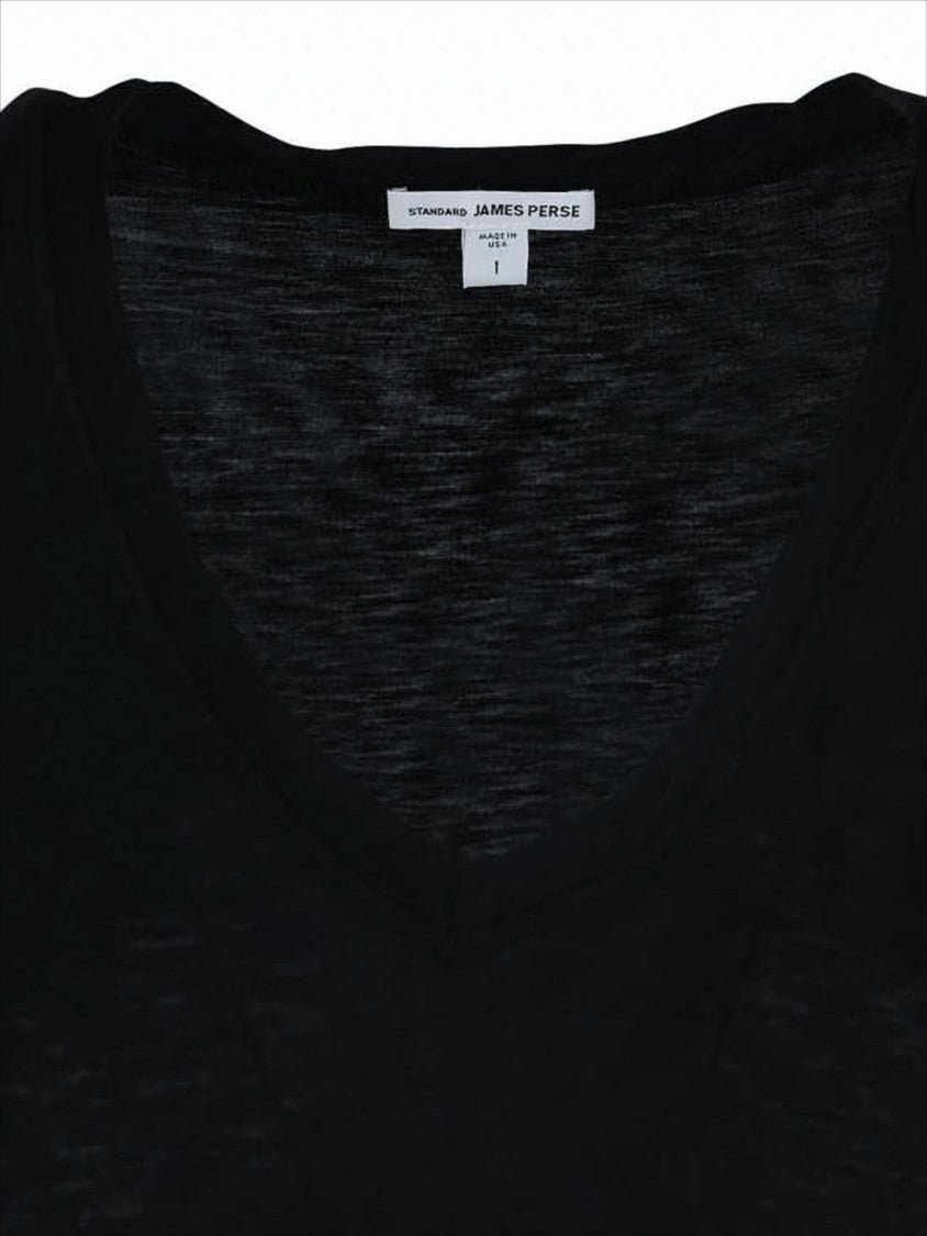 James Perse Fitted Short-Sleeve Top With Deep V-Neckline