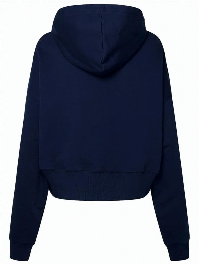 Msgm Cropped Hoodie With Logo Detail