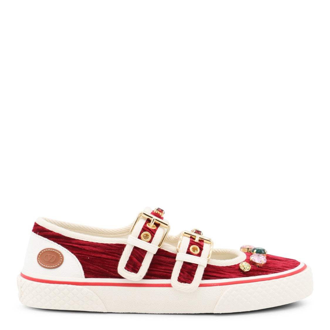 Valentino Garavani Burgundy And White Leather Sneakers