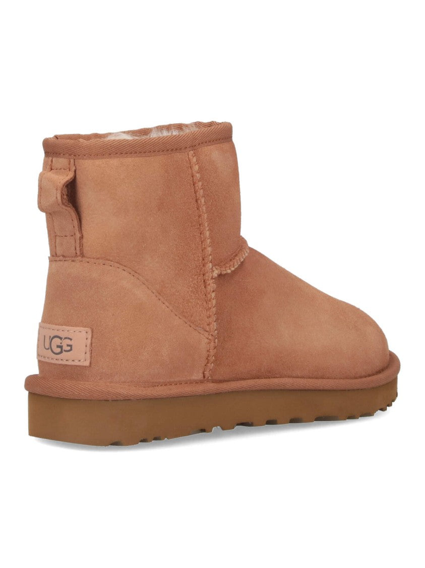 Ugg Beige Classic Mini Ii Suede Shearling Boots