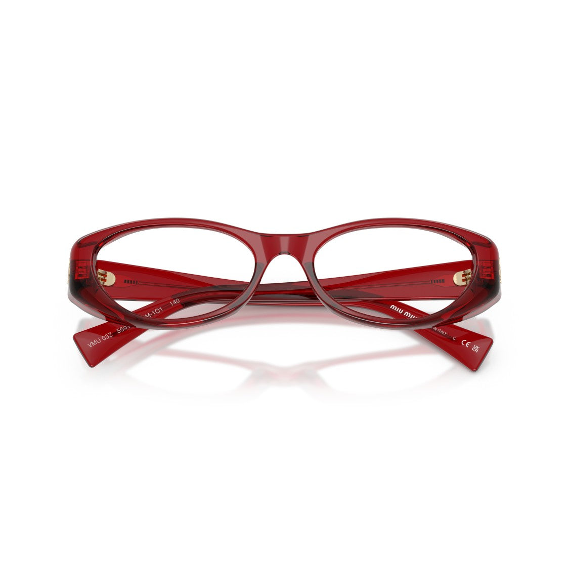 Miu Miu 0Mu 03Zv Translucent Red Acetate Oval Frame Sunglasses
