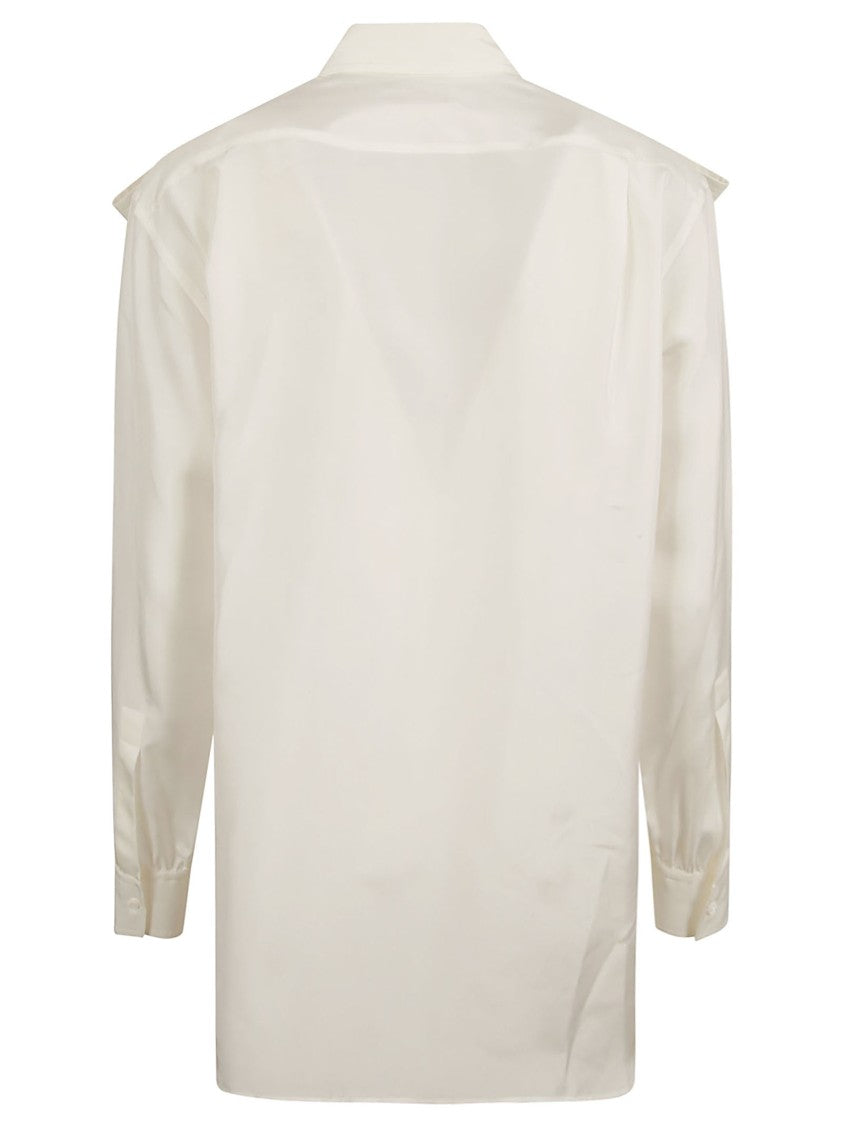 Burberry Button-Down White Mulberry Silk Shirt