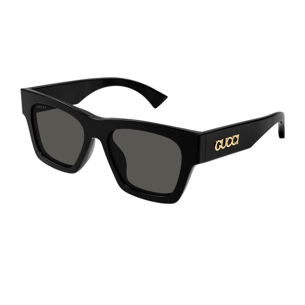 Gucci Gg1835s Linea Name Of Brand Square Cat-Eye Sunglasses In Shiny Black Acetate