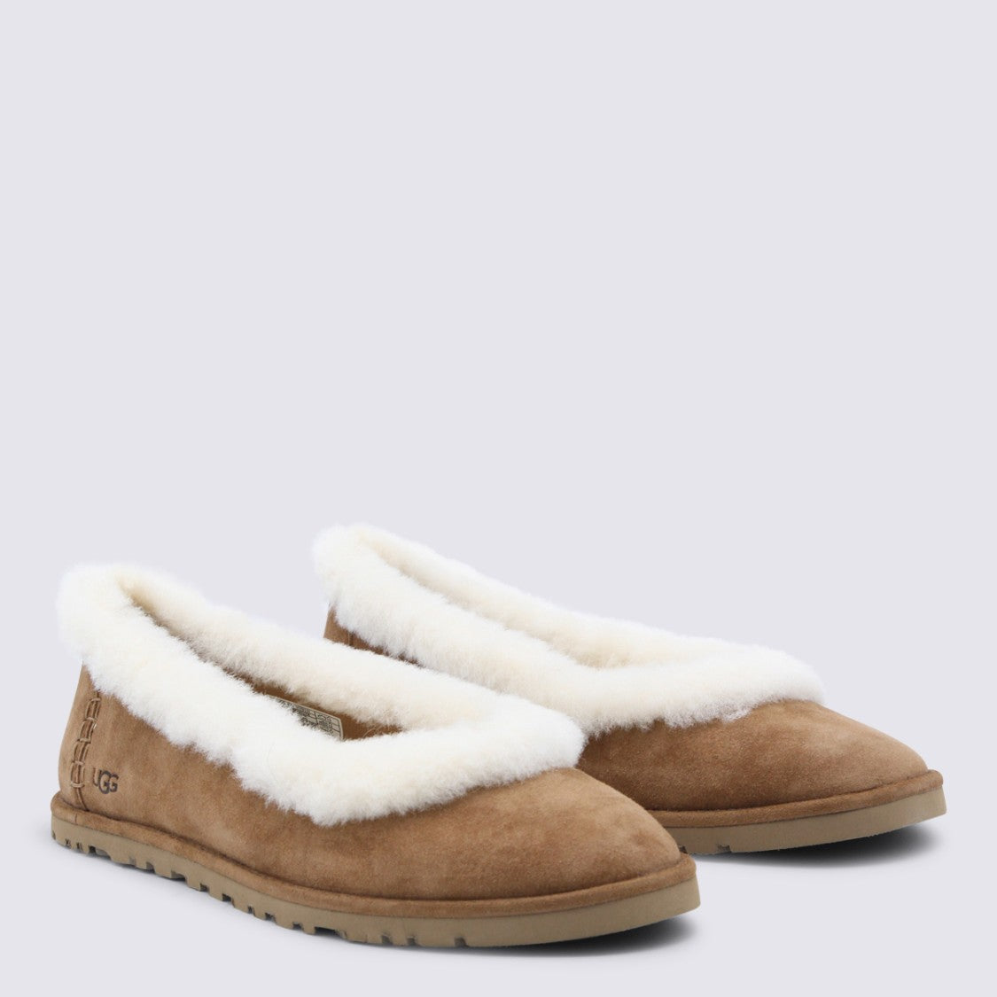 Ugg Suede Flat Shoes With Plush Lining