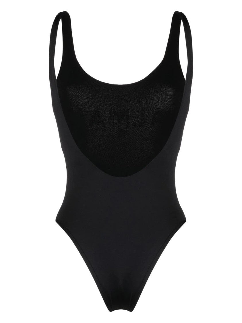 Balmain Scoop Neck Swimsuit With Rhinestone Logo Embellishment