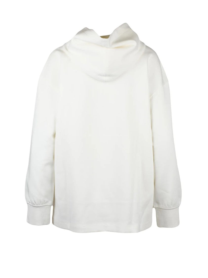 Max Mara Relaxed-Fit White Hoodie With Embroidered Logo Detail
