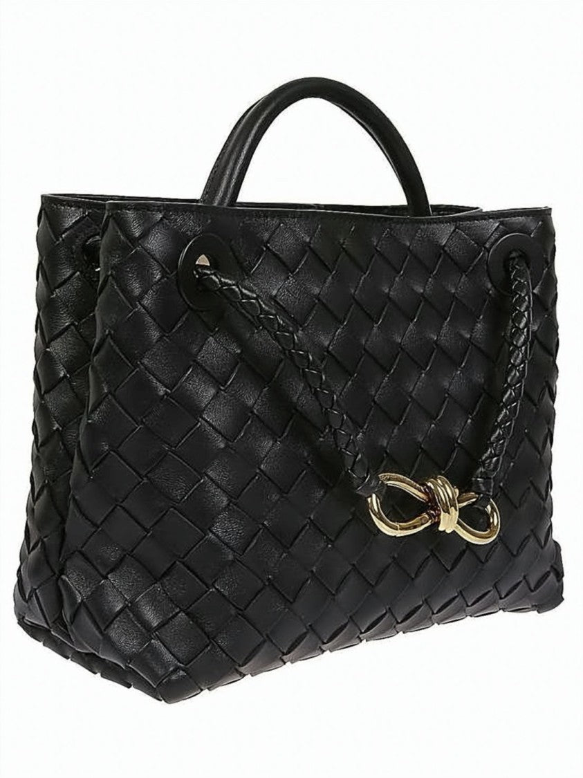 Bottega Veneta Woven Lambskin Leather Small Tote Bag With Bow Clasp