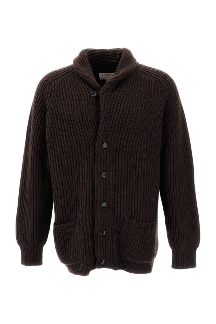 Filson Brown Bristol Tacoma Heavy Wool Cardigan