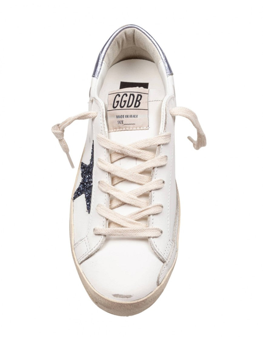Golden Goose Super Star Leather Sneakers Blue And White