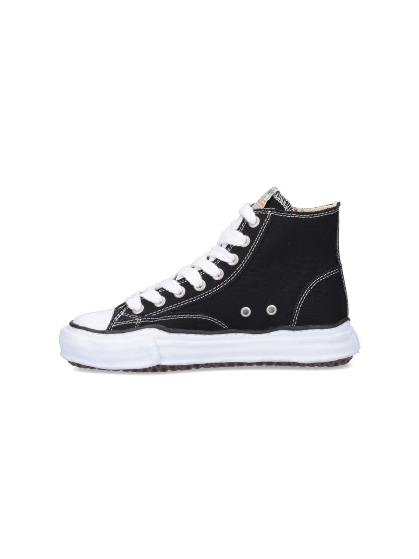 Maison Mihara Yasuhiro "Peterson" High-Top Sneakers, In Black Cotton
