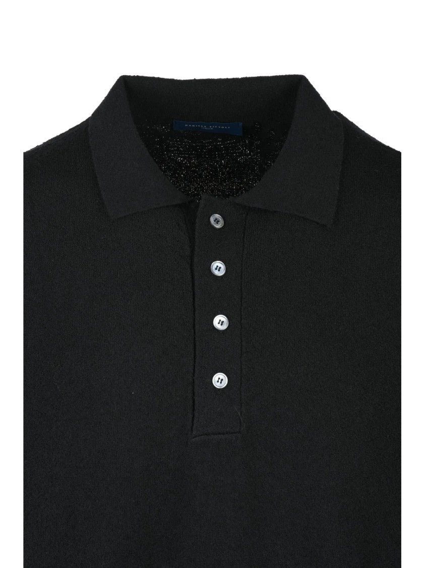 Daniele Fiesoli Black Brushed Knit Polo Shirt