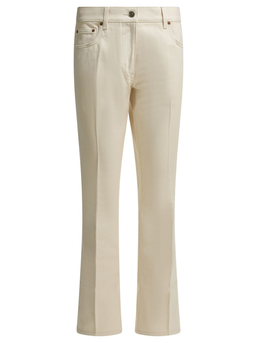 Valentino Straight-Leg Denim Jeans With Subtle Stitching And Leather Patch