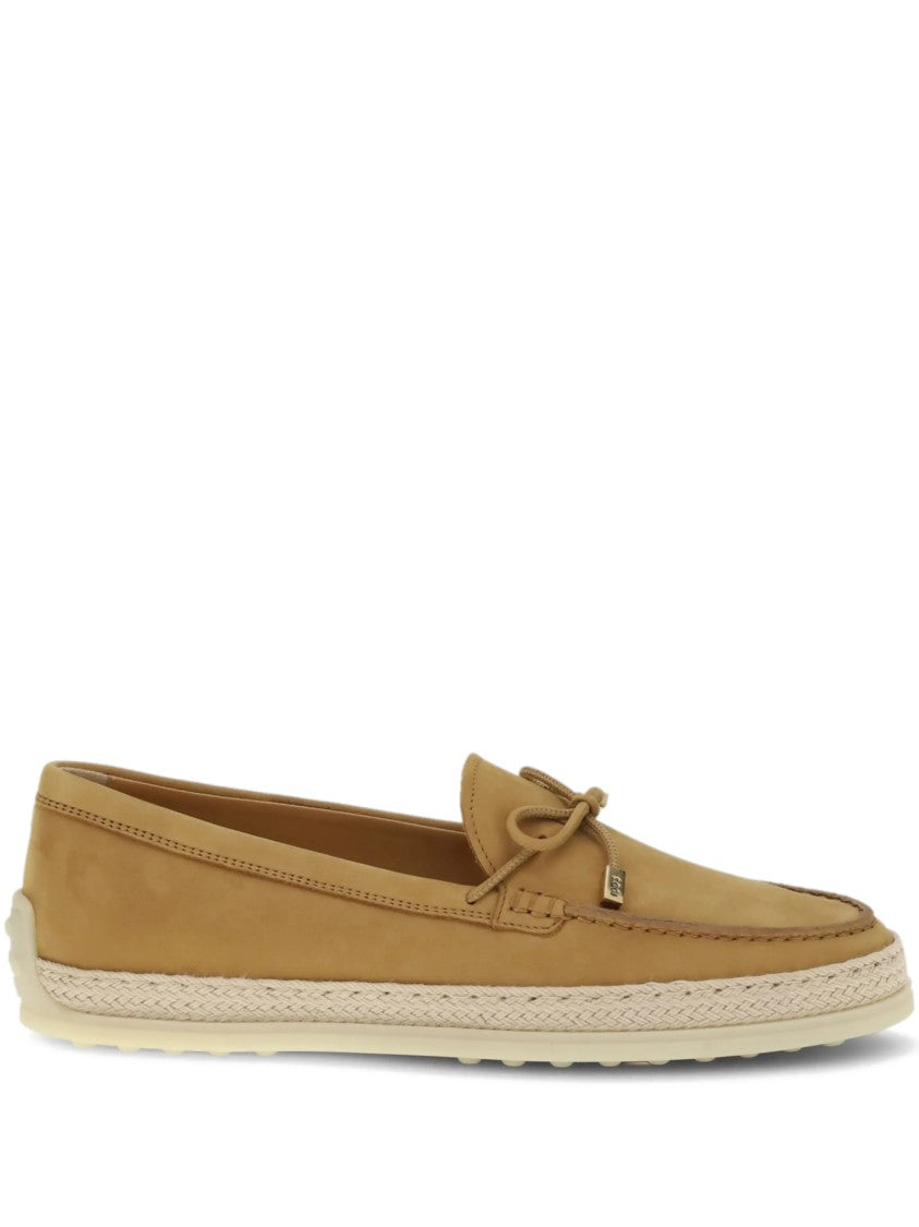 Tod's Tan Footwear Leather Braided Sole Loafers