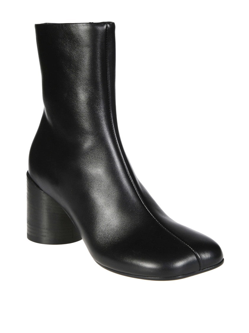 Mm6 By Maison Margiela Black Block Heel Leather Ankle Boots