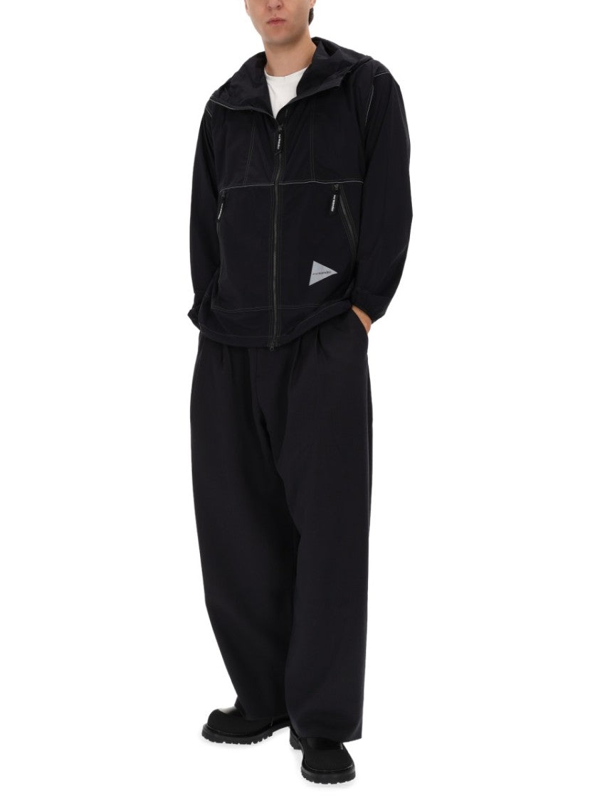 And Wander Black Nylon Partex Reflective Hoodie