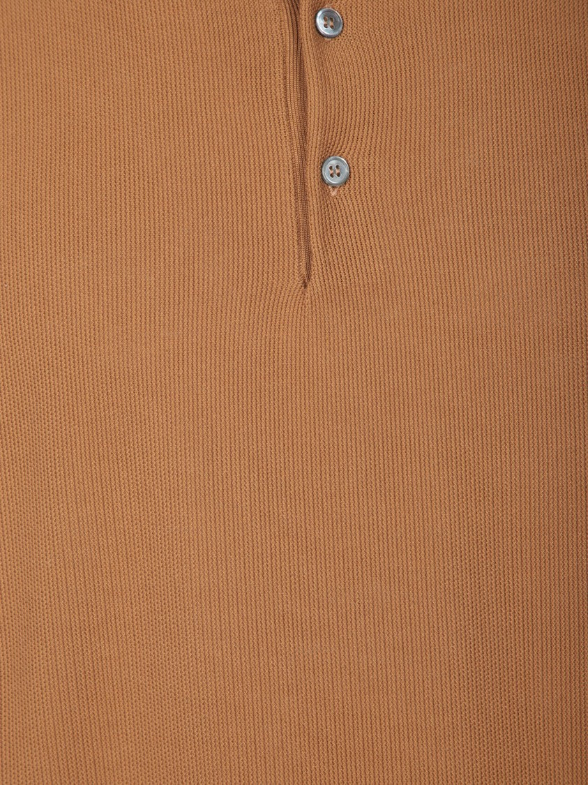 Dell'oglio Brown Micro Piquet Polo Shirt