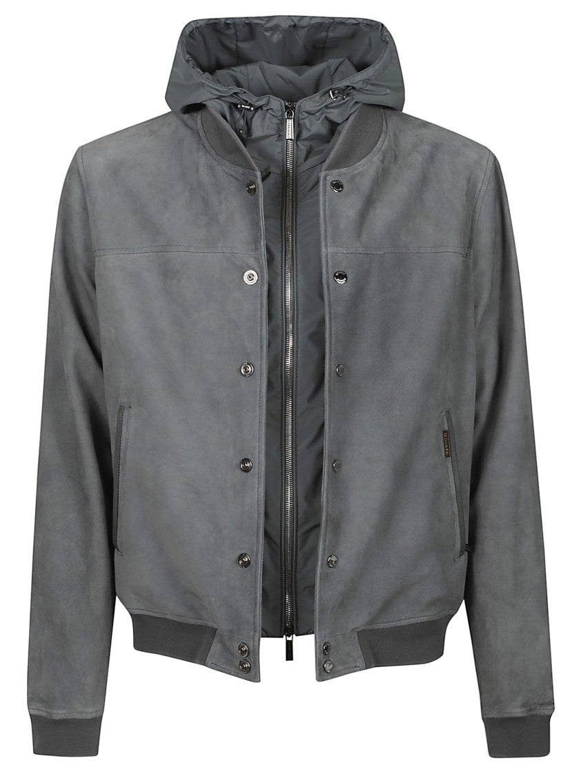 Moorer Grey Darren-Ur College Sheep Skin Bomber Jacket