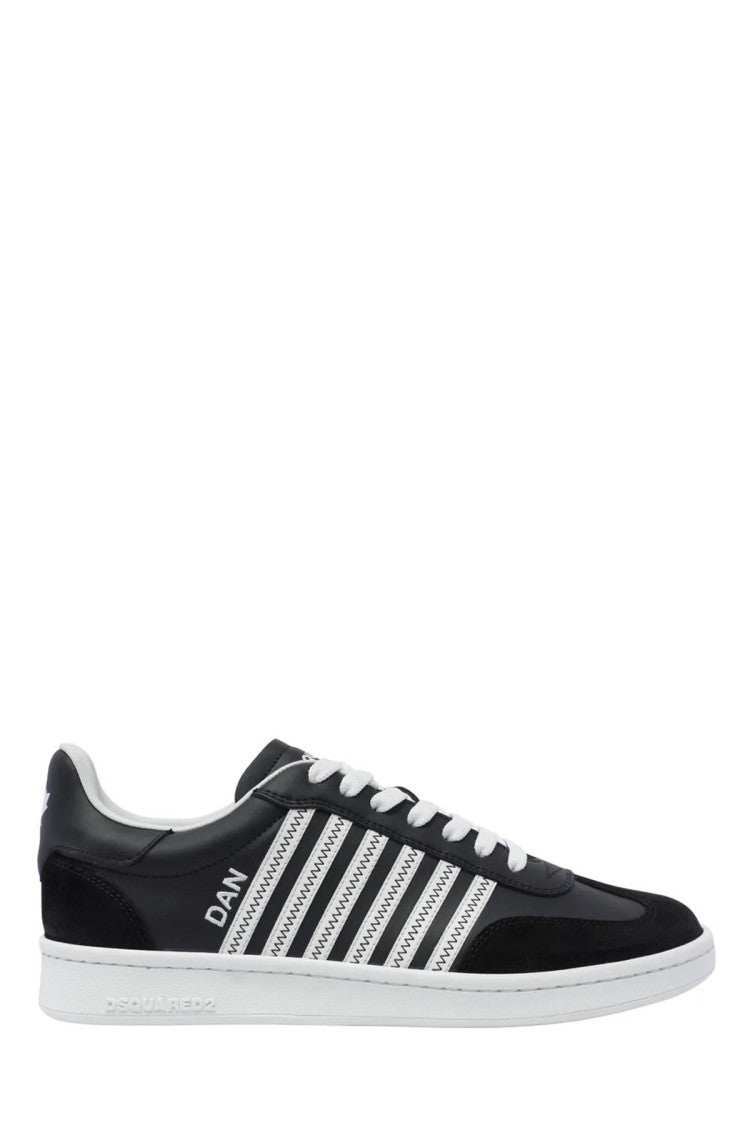 Dsquared2 Black Dan Striped Leather Sneakers