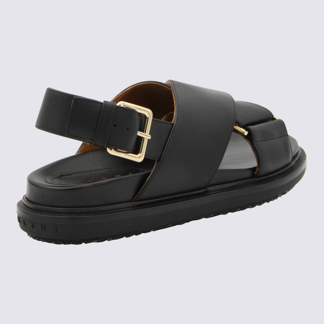 Marni Black Leather Crisscross Model Sandals