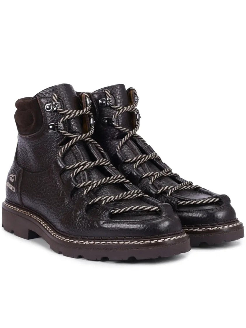 Doucal's Textured Leather Padded-Collar Ankle Boots