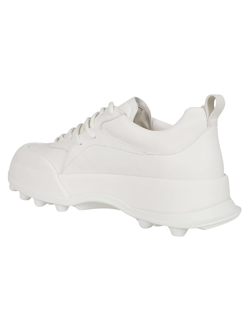 Jil Sander Porcelain White Calf Leather Sneakers
